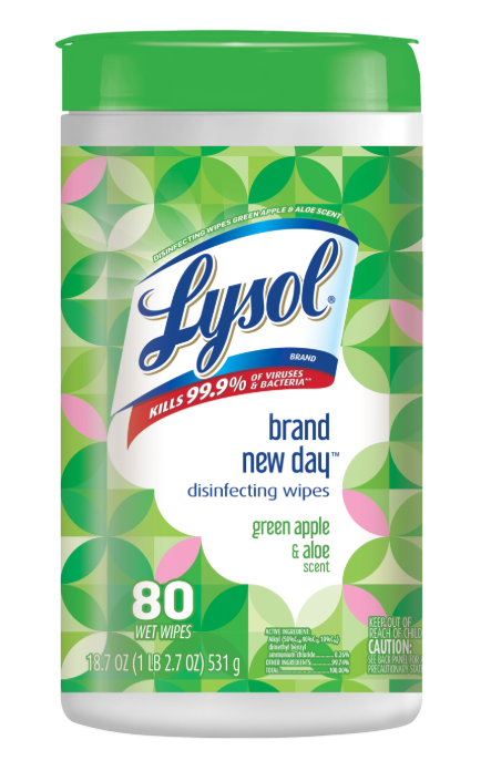 LYSOL® Disinfecting Wipes - Brand New Day - Green Apple & Aloe